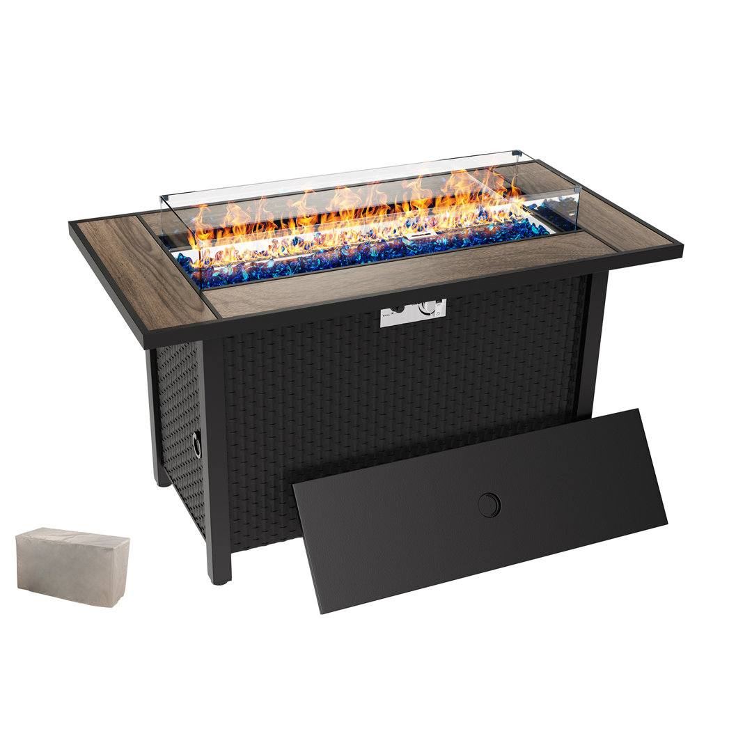  45" Outdoor Propane Fire Pit Table 50000 BTU with Lid